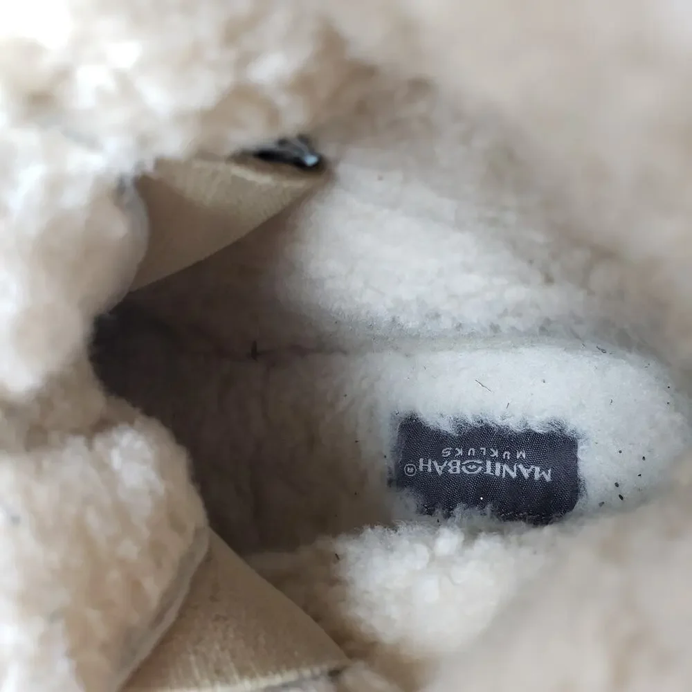 Manitobah Mukluks Mesa Mens Size 8 Black Suede Fur Inside Winter Snow Boots